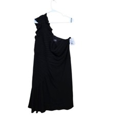 Vera Wang Women's Black One Shoulder Dress Size 16 David's Bridal Pleated New