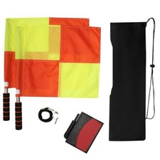 Soccer Referee Kit 2 Pcs Checkered Linesman Soccere Flags, Red Yellow Ref M I5L2