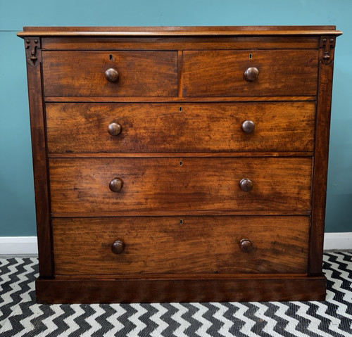Antique mahogany tall - chest, of