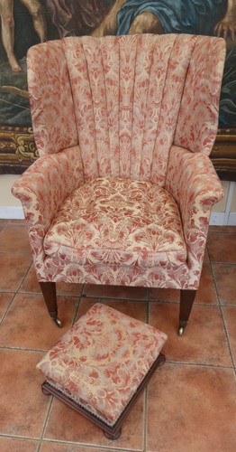 Armchair fanback damask - armchair,