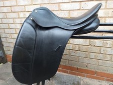 16 1/2" BLACK LEATHER BATES CAPRILLI DRESSAGE SADDLE - NOT ADJUSTABLE -  MW / W