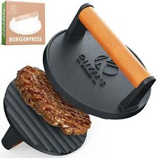 Burger Press Cast Iron - Premium, Heavy Duty, Cast Iron, Smash. Olivers Kitchen