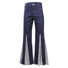 1970s Vintage Disco Mid Waist Bell Bottom Super Flares Long Pants Trousers