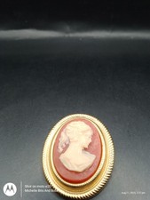 Gold Tone Oval Peach And Cream