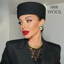 Hard Top Flat Top Hat Elegant Pillbox Hat Fashion Fedoras Hats  for Party