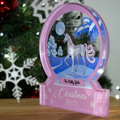 Pink unicorn christmas scene - christmas,