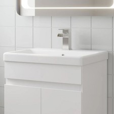 Bathroom Basin Sink 520mm Ceramic 1 Tap Hole White Gloss Recessed BASIN ONLY