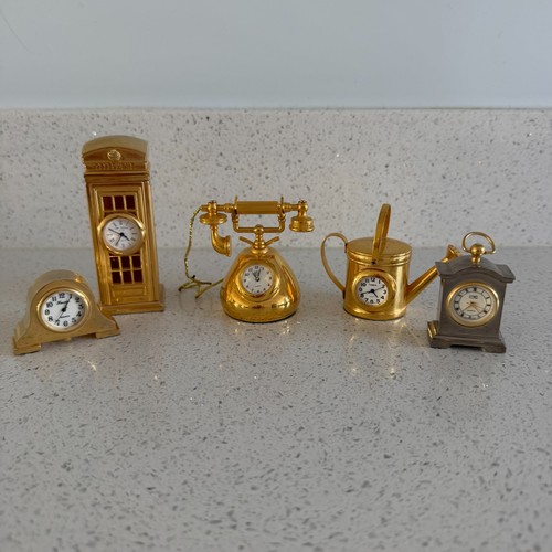Vintage miniature brass clocks - vintage,