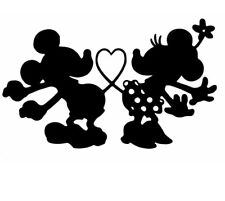 MICKY AND MINNIE MOUSE LOVE HEART TAILS CUT VINYL WALL ART STICKER /DECAL  15cm