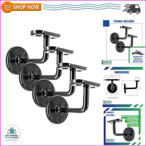 Black handrail brackets - 4x,