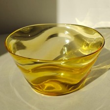 Thomas Webb Golden Yellow 'Gay Glass/Venetian Ripple' Bowl 1930s/40s Stourbridge