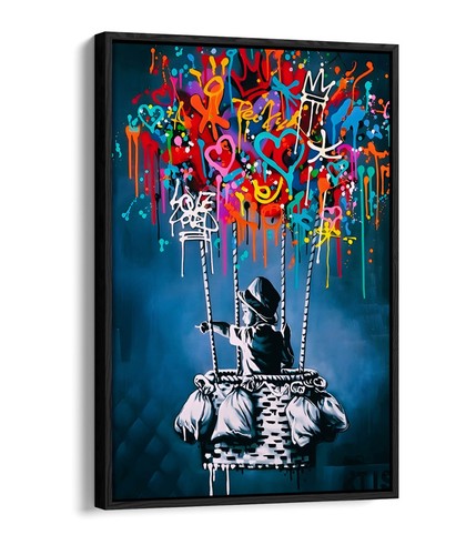 Banksy boy hot air balloon - in,
