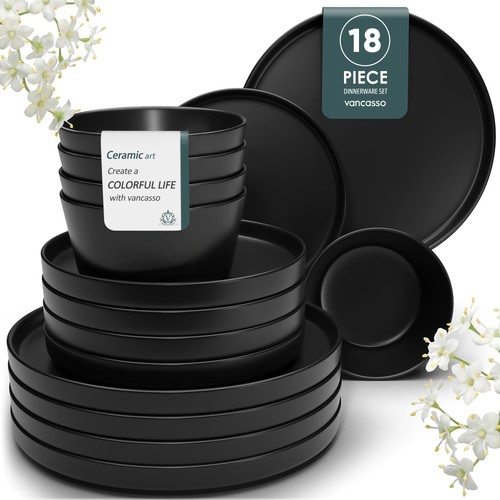 Vancasso piece matte black - 18-piece,