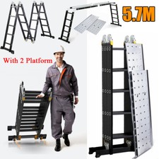 5.7M 14 in 1 Multi-Purpose Aluminium Folding Combination Ladder with 2 platform