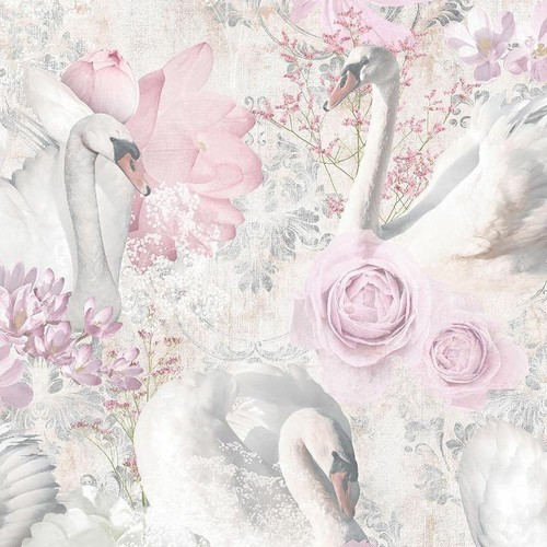 Glitter swans wallpaper white - glitter,