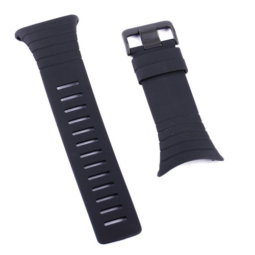 Black rubber watch strap band - rubber,