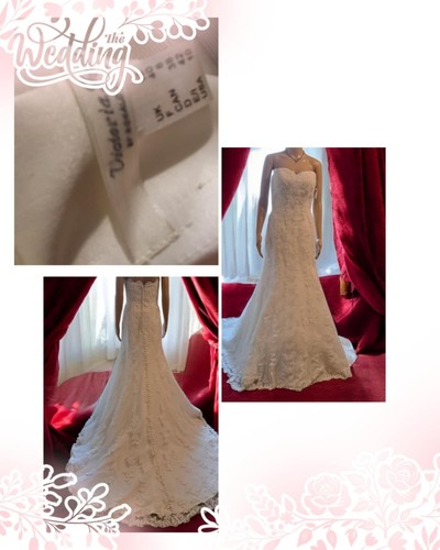 White lace wedding gown - white,