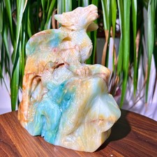 4.16LB  Hand carved rare blue pine wood carved mineral specimens
