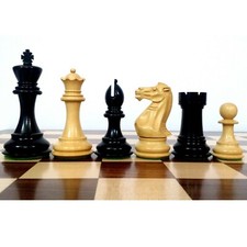 4.1" Pro Staunton Weighted Wooden Chess Pieces Only Set - Ebonised Boxwood 