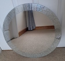 Round Circle Silver Glitter Wall Mirror 20" X 20" Heavy Weight