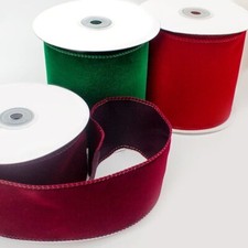 CHRISTMAS VELVET RIBBON Wire Edged Wired Edge 60mm and 100mm wide