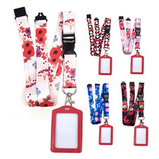 SpiriuS New Breakaway Lanyard Neck Strap +  Red Vertical ID Badge Holder