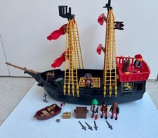 Playmobil Blackbeards Pirate Ship 5736 with collection of pirates