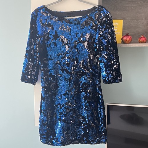 Zara blue velvet sequin mini - velvet,