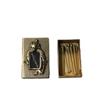 Vintage 60's Gold-Tone And Monkey Stone Matchbox Holder Fabulousness