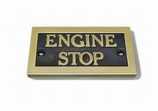 Engine Stop sign solid brass, narrowboat, boat, barge, yacht