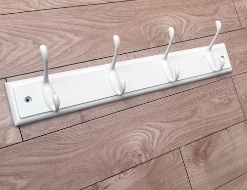 Hooks white wooden board - white,