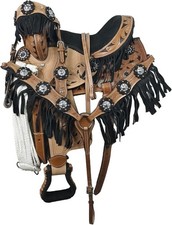 Horse Western Pony Miniature Handmade Saddle with Premium Leather 10"-12"