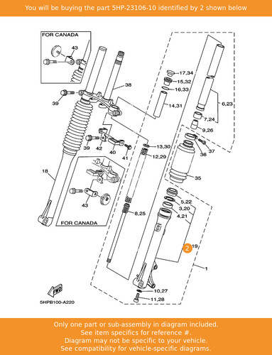 Yamaha outer tube - outer, comp.