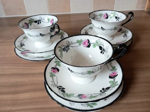 Shelley china trio sets rose - shelley, 3