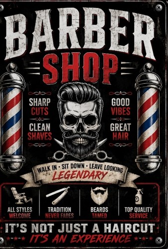 Barber shop laminated sign - shop,