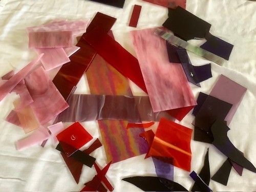 Stained glass offcuts and - glass,