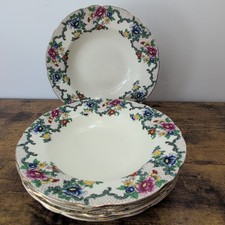 Vintage Royal Cauldon "Victoria" Set Of 5  Rimmed Cereal Bowls Made In England 