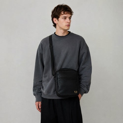 Fred perry black leather big - perry,