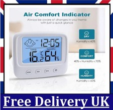 Digital Hygrometer Indoor Room Thermometer Humidity Gauge with Temperature Clock