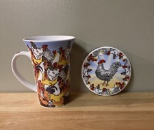 Rooster Coffee Mug And Coaster Designed in England 2008 5” tall Paul Cardew