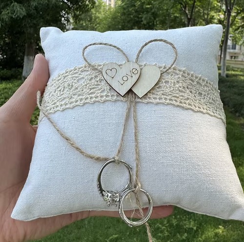 Rustic wedding ring - ring, pillow