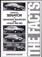 Vauxhall Senator Competitor Comparisons 1984-85 UK Fleet Market Sales Brochure