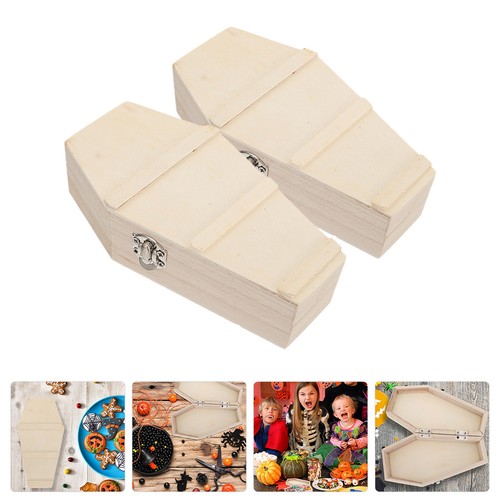 Wooden coffin box with lid - box,