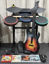 PS3 Guitar Hero Drum Set Kit BUNDLE Lot Drums Guitar Dongles 4 Games World Tour