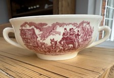 Royal Tudor Ware Staffordshire Coaching Taverns 1828 Red Soup Bowl