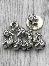 Tibetan Silver Heavyweight Skull Beads One Large Threading Hole 12x8mm hole 5mm