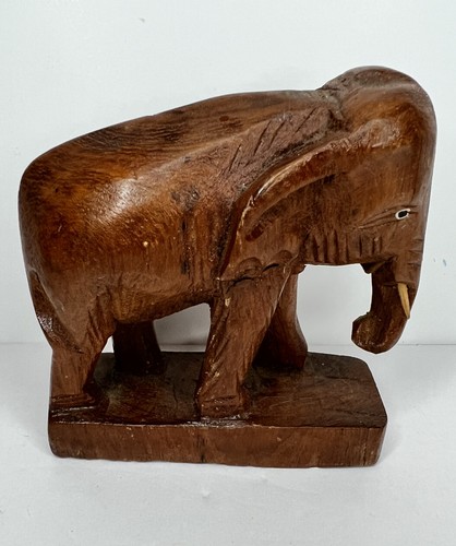 Vintage small wooden elephant - vintage,