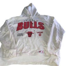 Vintage men NBA Chicago Bulls Lavine 8 white graphics hoodie in XL|L29 W22| 5554