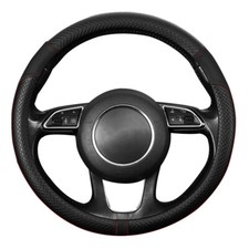 Car Steering Wheel Cover Sports Black Leather Anti-Slip Universal 38cm 15'' UK