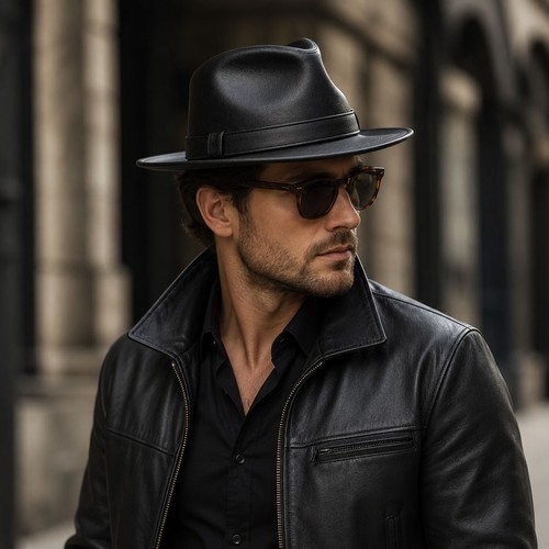 Men black genuine leather - black,